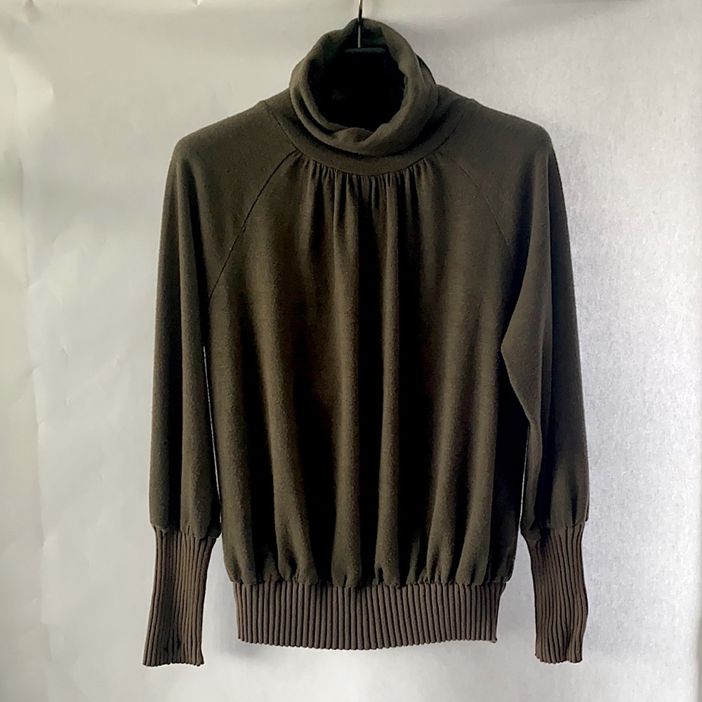 Olive green L/S cowl turtle neck